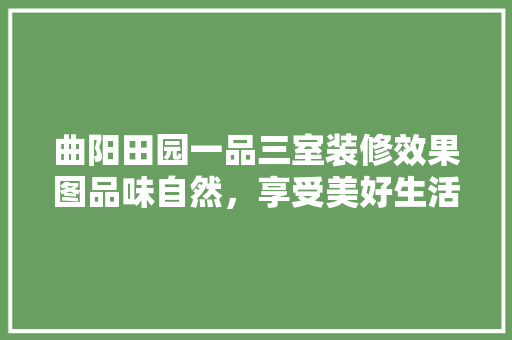 曲阳田园一品三室装修效果图品味自然，享受美好生活