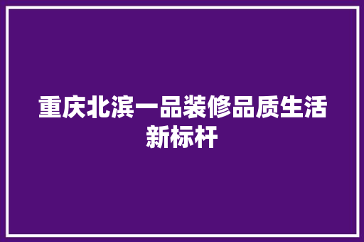 重庆北滨一品装修品质生活新标杆