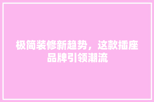 极简装修新趋势，这款插座品牌引领潮流