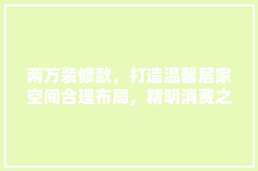两万装修款，打造温馨居家空间合理布局，精明消费之路