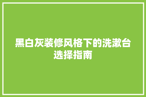黑白灰装修风格下的洗漱台选择指南  第1张