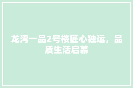 龙湾一品2号楼匠心独运，品质生活启幕  第1张