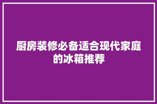 厨房装修必备适合现代家庭的冰箱推荐