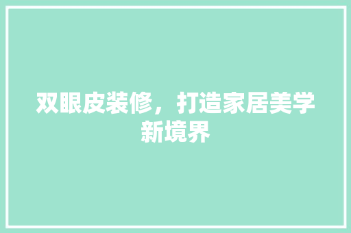 双眼皮装修，打造家居美学新境界