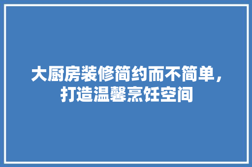 大厨房装修简约而不简单，打造温馨烹饪空间