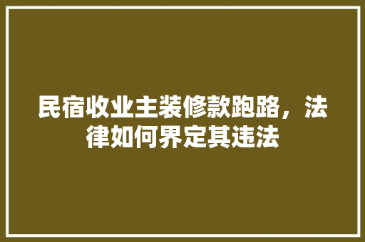 民宿收业主装修款跑路，法律如何界定其违法