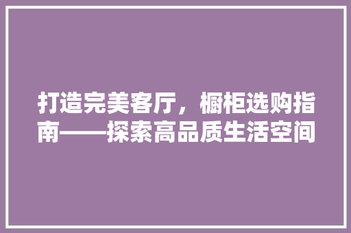 打造完美客厅，橱柜选购指南——探索高品质生活空间