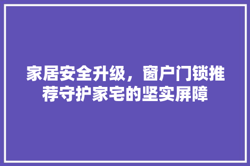 家居安全升级，窗户门锁推荐守护家宅的坚实屏障