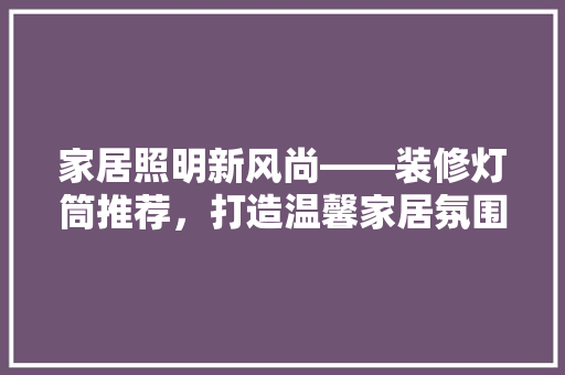 家居照明新风尚——装修灯筒推荐，打造温馨家居氛围  第1张