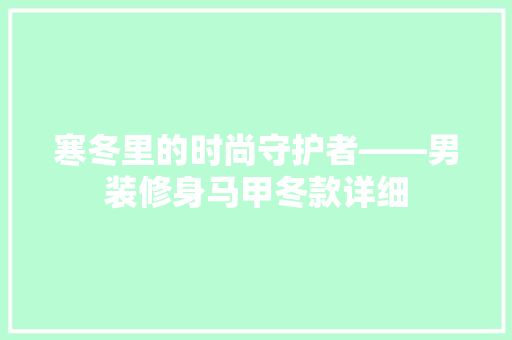 寒冬里的时尚守护者——男装修身马甲冬款详细