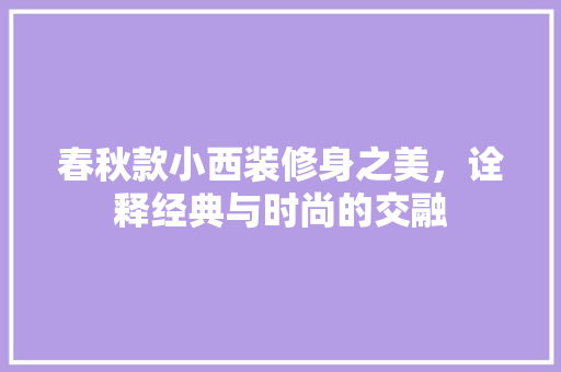 春秋款小西装修身之美，诠释经典与时尚的交融