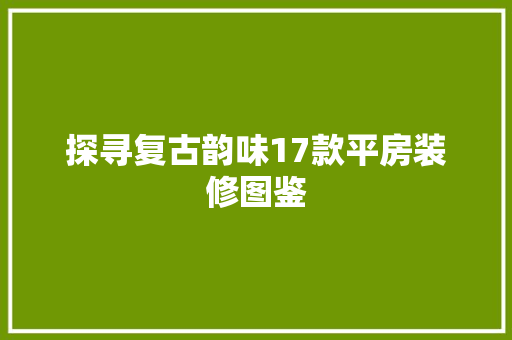 探寻复古韵味17款平房装修图鉴