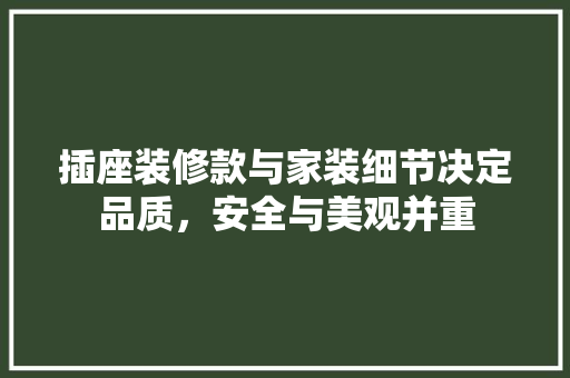 插座装修款与家装细节决定品质，安全与美观并重