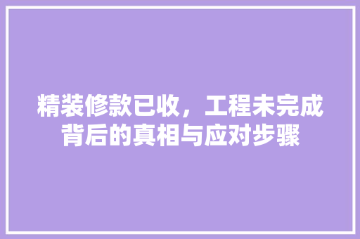 精装修款已收，工程未完成背后的真相与应对步骤