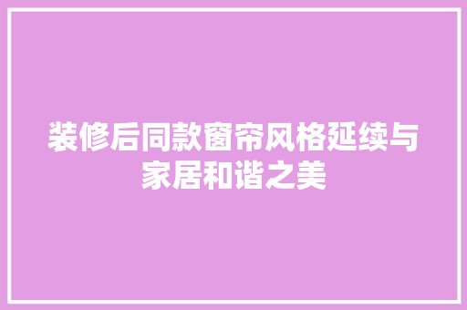 装修后同款窗帘风格延续与家居和谐之美