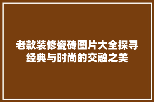 老款装修瓷砖图片大全探寻经典与时尚的交融之美