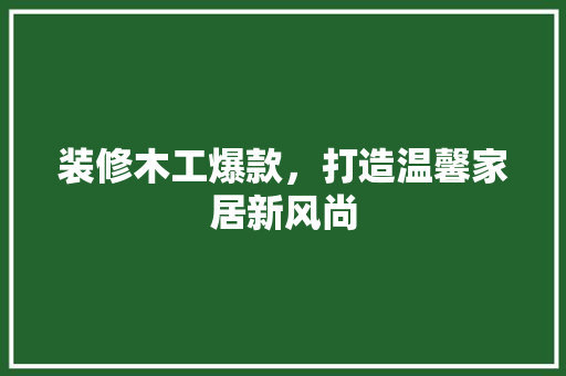 装修木工爆款，打造温馨家居新风尚