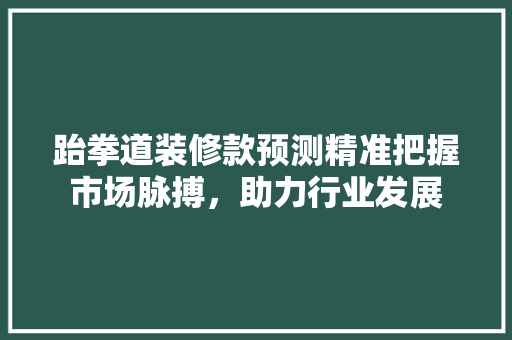 跆拳道装修款预测精准把握市场脉搏，助力行业发展