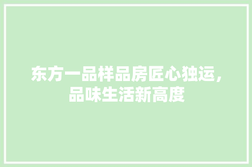 东方一品样品房匠心独运，品味生活新高度