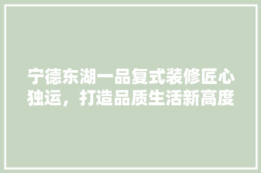 宁德东湖一品复式装修匠心独运，打造品质生活新高度