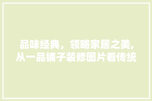 品味经典，领略家居之美,从一品铺子装修图片看传统与现代的交融