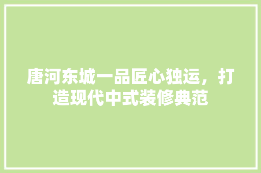 唐河东城一品匠心独运，打造现代中式装修典范