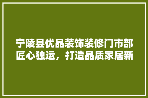 宁陵县优品装饰装修门市部匠心独运，打造品质家居新篇章