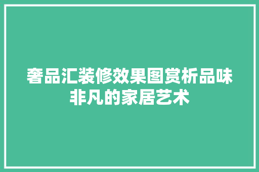 奢品汇装修效果图赏析品味非凡的家居艺术