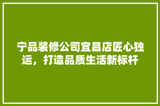 宁品装修公司宜昌店匠心独运，打造品质生活新标杆