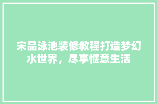 宋品泳池装修教程打造梦幻水世界，尽享惬意生活