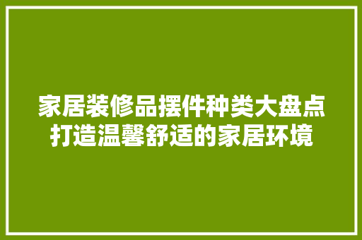 家居装修品摆件种类大盘点打造温馨舒适的家居环境