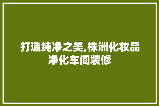 打造纯净之美,株洲化妆品净化车间装修