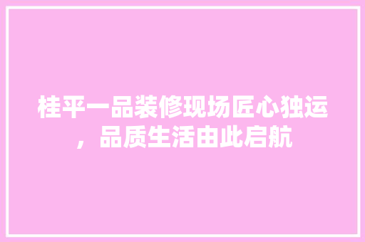 桂平一品装修现场匠心独运，品质生活由此启航