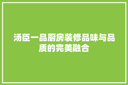 汤臣一品厨房装修品味与品质的完美融合