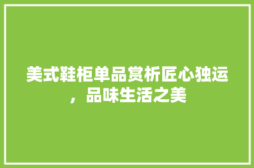 美式鞋柜单品赏析匠心独运，品味生活之美