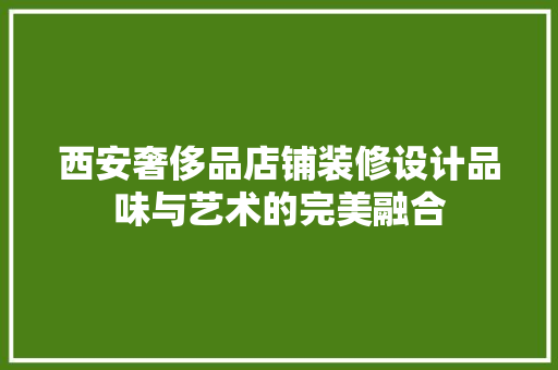 西安奢侈品店铺装修设计品味与艺术的完美融合