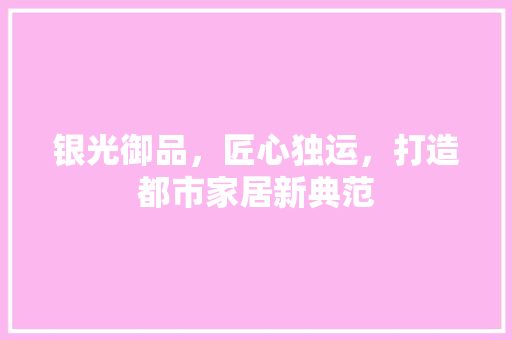 银光御品，匠心独运，打造都市家居新典范