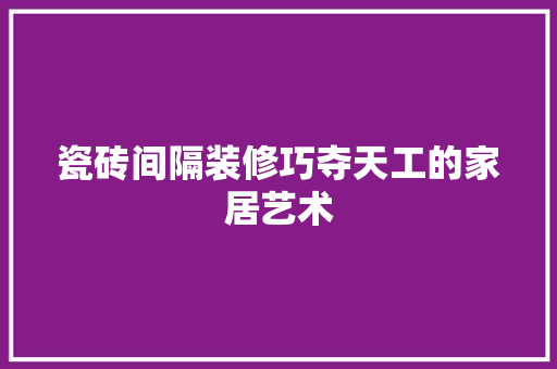 瓷砖间隔装修巧夺天工的家居艺术
