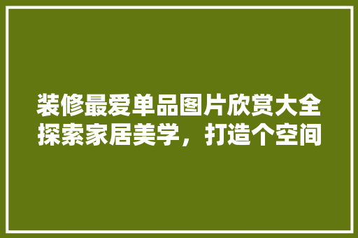 装修最爱单品图片欣赏大全探索家居美学，打造个空间