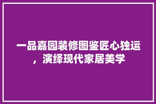 一品嘉园装修图鉴匠心独运，演绎现代家居美学