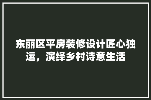 东丽区平房装修设计匠心独运，演绎乡村诗意生活