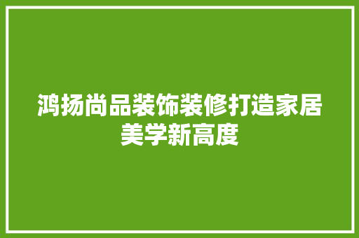 鸿扬尚品装饰装修打造家居美学新高度