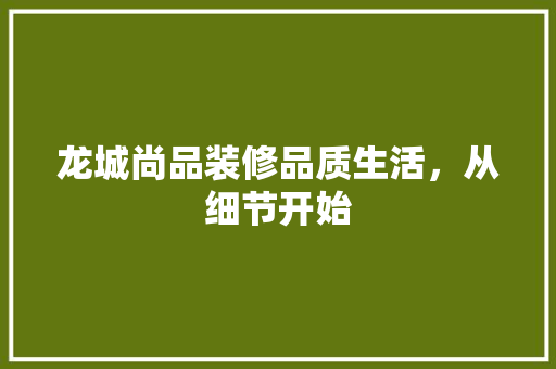 龙城尚品装修品质生活，从细节开始  第1张