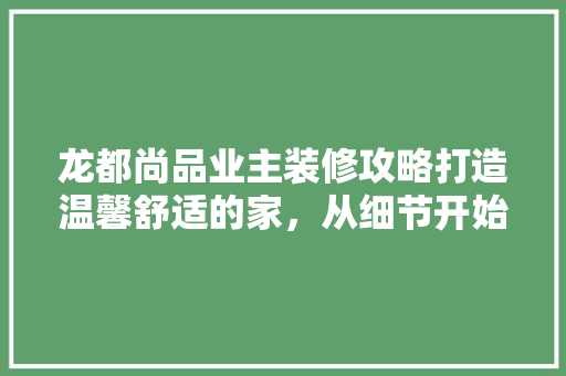龙都尚品业主装修攻略打造温馨舒适的家，从细节开始  第1张