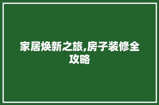 家居焕新之旅,房子装修全攻略