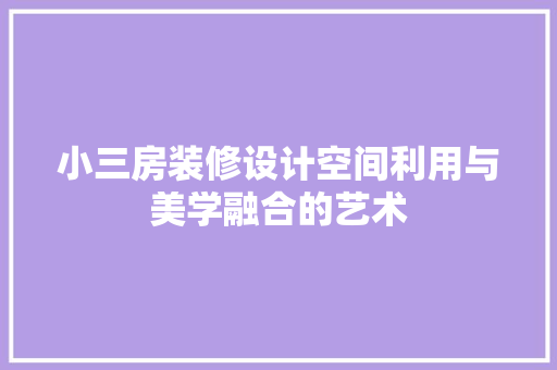 小三房装修设计空间利用与美学融合的艺术