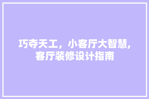 巧夺天工，小客厅大智慧,客厅装修设计指南