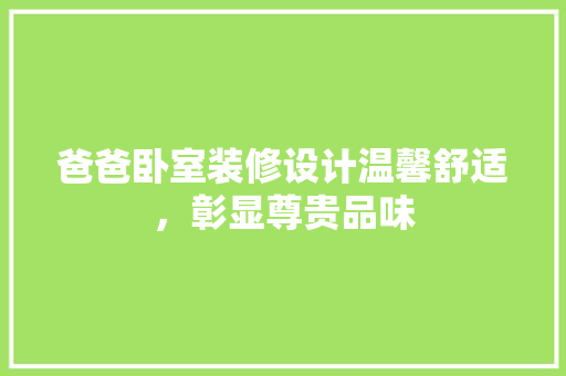 爸爸卧室装修设计温馨舒适，彰显尊贵品味