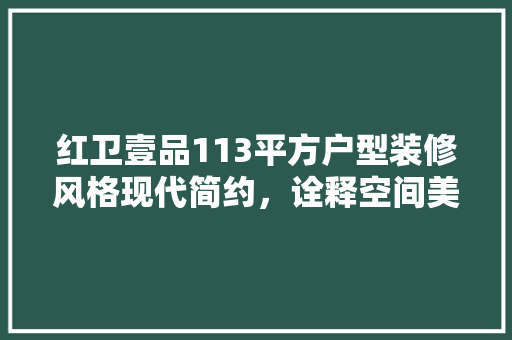 红卫壹品113平方户型装修风格现代简约，诠释空间美学