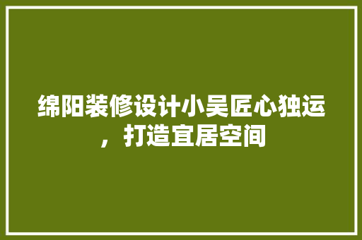 绵阳装修设计小吴匠心独运，打造宜居空间